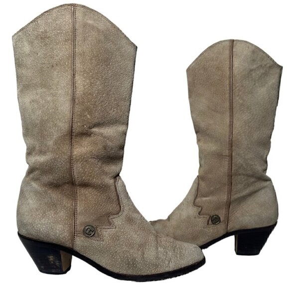 Etienne Aigner Vintage Tan Suede Boots Size 7 - Picture 1 of 11